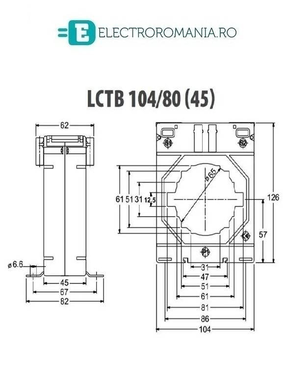 LCTB 104/80 (45) 500A / 5A, Transformator de curent 500A / 5A, 5VA, Clasa Precizie 0,5 Producator LUMEL