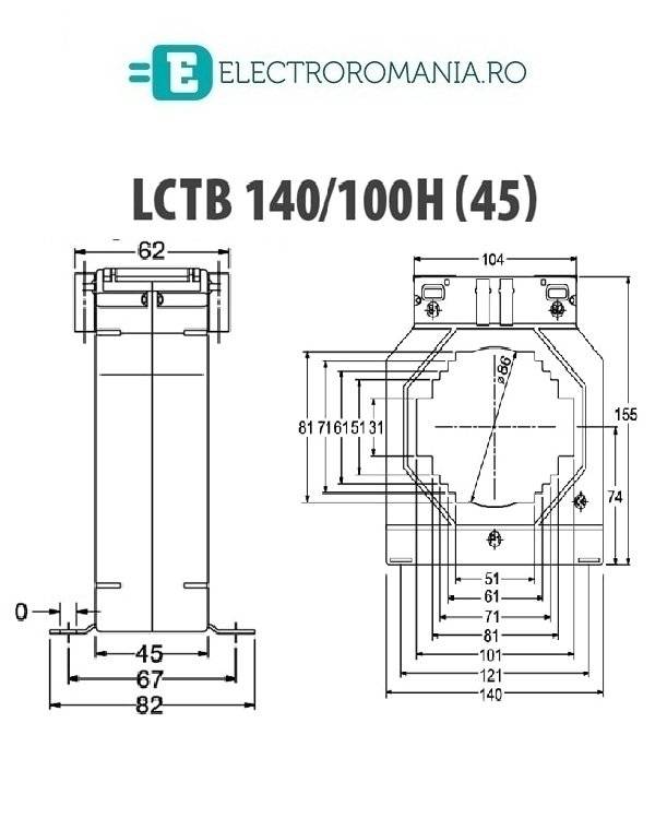 LCTB 140/100h (45) 2500A / 5A, Transformator de curent 2500A / 5A, 45VA, Clasa Precizie 0,5 Producator LUMEL