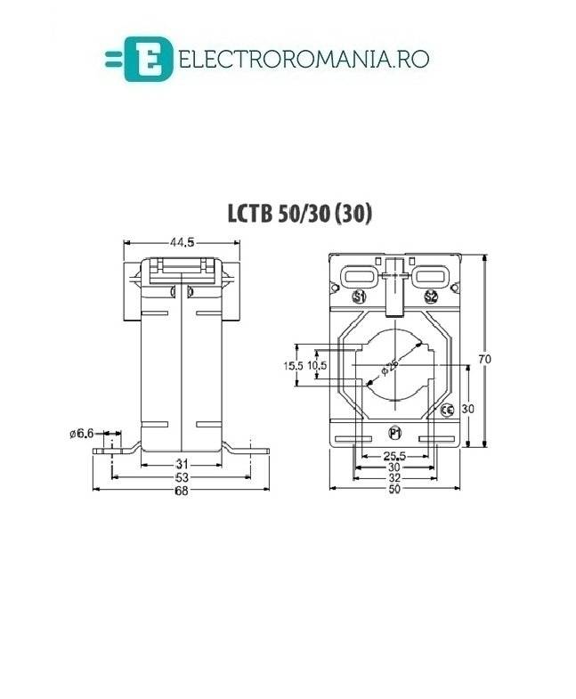 LCTB 50/30 (30) 600A / 5A, Transformator de curent 600A / 5A, 5VA, Clasa Precizie 0,5 Producator LUMEL