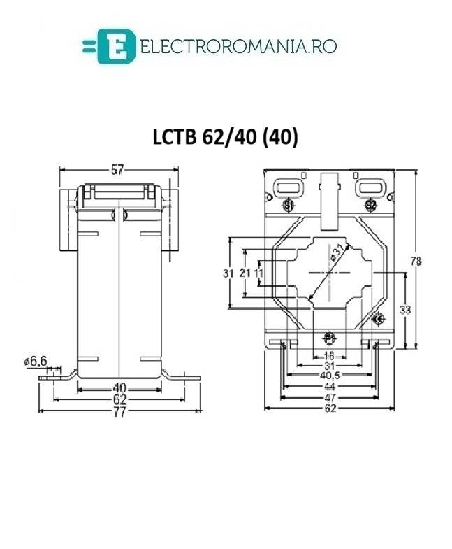 LCTB 62/40 (40) 300A / 5A, Transformator de curent 300A / 5A, 5VA, Clasa Precizie 0,5 Producator LUMEL