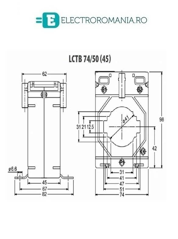 LCTB 74/50 (45) 1000A / 5A, Transformator de curent 1000A / 5A, 12,5VA, Clasa Precizie 0,5 Producator LUMEL