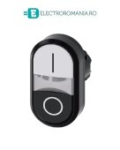 3SU1001-3AB61-0AK0, ACTUATOR BUTON DUBLU ILUMINAT SIEMENS SIRIUS, DIAMETRU DE 22 MM, ALB/NEGRU, MARCAT CU I/O, PLAT, CU REVENIRE