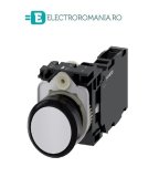 3SU1100-0AB80-1FA0, BUTON DE COMANDA COMPLET SIEMENS SIRIUS, DIAMETRU DE 22 MM, GRI, CU REVENIRE, 1NO+1NC, CONEXIUNE CU SURUB