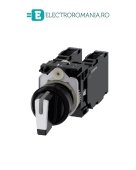 3SU1100-2BL60-1LA0, SELECTOR DE COMANDA COMPLET SIEMENS SIRIUS, DIAMETRU DE 22 MM, ALB, ILUMINABIL, CU RETINERE, 3 POZITII I-O-II, 2NO+2NC, CONEXIUNE CU SURUB