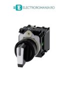 3SU1100-2BL60-1NA0, SELECTOR COMANDA COMPLET SIEMENS SIRIUS, DIAMETRU DE 22 MM, NEGRU, CU RETINERE, 3 POZITII I-O-II, 2NO, CONEXIUNE CU SURUB