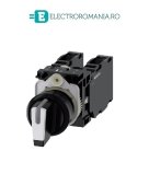 3SU1100-2BM60-1LA0, SELECTOR DE COMANDA COMPLET SIEMENS SIRIUS, DIAMETRU DE 22 MM, ALB, ILUMINABIL, CU REVENIRE, 3 POZITII I-O-II, 2X(1NO+1NC), CONEXIUNE CU SURUB