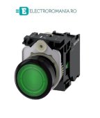 3SU1102-0AB40-1BA0, BUTON DE COMANDA COMPLET SIEMENS SIRIUS, DIAMETRU DE 22 MM, VERDE, LUMINOS, CU REVENIRE, 1NO, LED 24 V AC/DC, CONEXIUNE CU SURUB