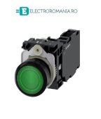 3SU1102-0AB40-1FA0, BUTON DE COMANDA COMPLET SIEMENS SIRIUS, DIAMETRU DE 22 MM, VERDE, LUMINOS, CU REVENIRE, 1NO+1NC, LED 24 V AC/DC, CONEXIUNE CU SURUB