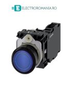 3SU1102-0AB50-1BA0, BUTON DE COMANDA COMPLET SIEMENS SIRIUS, DIAMETRU DE 22 MM, ALBASTRU, LUMINOS, CU REVENIRE, 1NO, LED 24 V AC/DC, CONEXIUNE CU SURUB