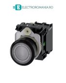 3SU1102-0AB70-1BA0, BUTON DE COMANDA COMPLET SIEMENS SIRIUS, DIAMETRU DE 22 MM, TRANSPARENT, LUMINOS, CU REVENIRE, 1NO, LED 24 V AC/DC, CONEXIUNE CU SURUB