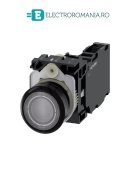 3SU1102-0AB70-1FA0, BUTON DE COMANDA COMPLET SIEMENS SIRIUS, DIAMETRU DE 22 MM, TRANSPARENT, LUMINOS, CU REVENIRE, 1NO+1NC, LED 24 V AC/DC, CONEXIUNE CU SURUB