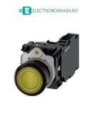 3SU1103-0AB30-1FA0, BUTON DE COMANDA COMPLET SIEMENS SIRIUS, DIAMETRU DE 22 MM, GALBEN, LUMINOS, CU REVENIRE, 1NO+1NC, LED 110 V AC, CONEXIUNE CU SURUB