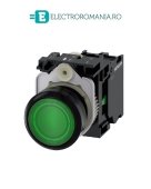 3SU1103-0AB40-1BA0, BUTON DE COMANDA COMPLET SIEMENS SIRIUS, DIAMETRU DE 22 MM, VERDE, LUMINOS, CU REVENIRE, 1NO, LED 110 V AC, CONEXIUNE CU SURUB