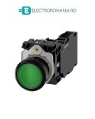 3SU1103-0AB40-1FA0, BUTON DE COMANDA COMPLET SIEMENS SIRIUS, DIAMETRU DE 22 MM, VERDE, LUMINOS, CU REVENIRE, 1NO+1NC, LED 110 V AC, CONEXIUNE CU SURUB