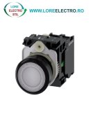 3SU1103-0AB60-1BA0, BUTON DE COMANDA COMPLET SIEMENS SIRIUS, DIAMETRU DE 22 MM, ALB, LUMINOS, CU REVENIRE, 1NO, LED 110 V AC, CONEXIUNE CU SURUB