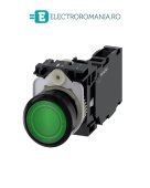 3SU1106-0AB40-1FA0, BUTON DE COMANDA COMPLET SIEMENS SIRIUS, DIAMETRU DE 22 MM, VERDE, ILUMINAT, CU REVENIRE, 1NO+1NC, LED 230 V AC, CONEXIUNE CU SURUB