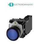 3SU1106-0AB50-1FA0, BUTON DE COMANDA COMPLET SIEMENS SIRIUS, DIAMETRU DE 22 MM, ALBASTRU, ILUMINAT, CU REVENIRE, 1NO+1NC, LED 230 V AC, CONEXIUNE CU SURUB