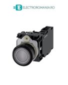 3SU1106-0AB70-1FA0, BUTON DE COMANDA COMPLET SIEMENS SIRIUS, DIAMETRU DE 22 MM, TRANSPARENT, ILUMINAT, CU REVENIRE, 1NO+1NC, LED 230 V AC, CONEXIUNE CU SURUB