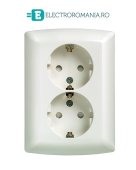 5UB2211-3 PRIZA SCHUKO DUBLA SIEMENS,16A, 230V, STRANGERE CONTACTE ARC, CULOARE ALB TITAN, GAMA DELTA SIEMENS